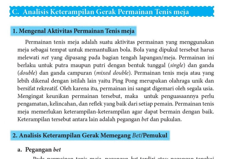 Materi PJOK Kelas 11 Tenis Meja Portal Edukasi